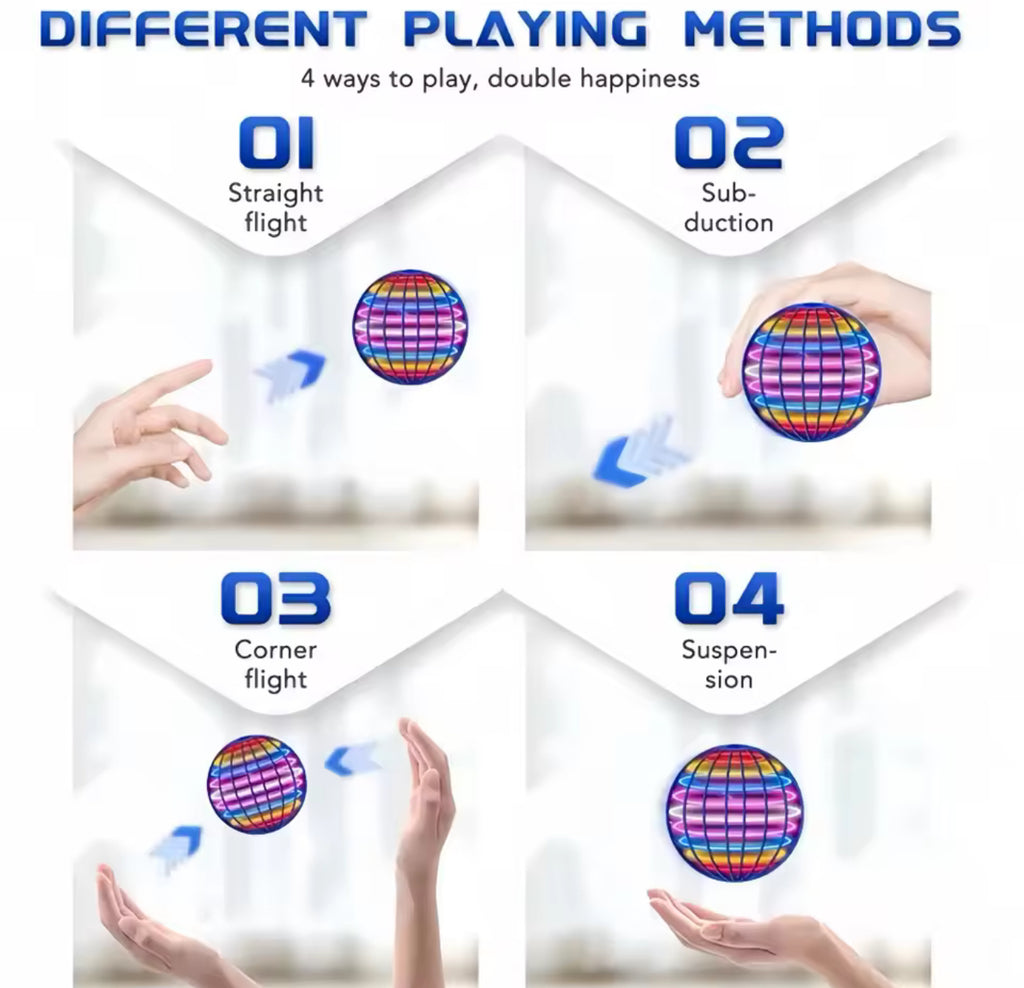 Flying Orb Ball Spinner Boomerang Flyorb Magic With LED Lights Drone Hover Fly Ball Stress Release Fidget Toys Kids