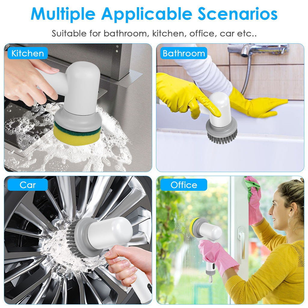 1Set Electric Handheld Spin Scrubber Cordless Cleaning Brush With 2 Rotating Speeds 3 Cleaning Brushes Rechargeable Shower Scrubber For Kitchen Dish Bathtub Sink Tile
